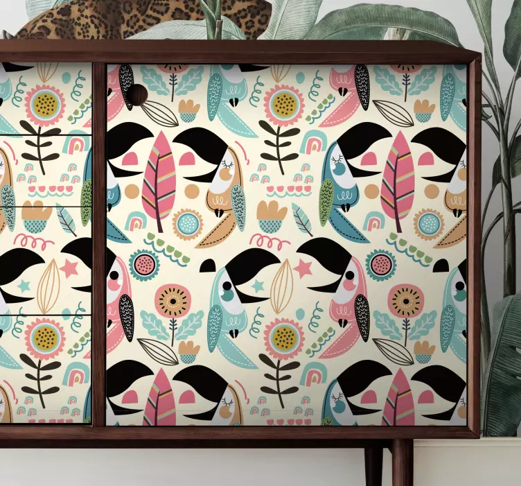 μπλε σκανδιναβικό παστέλ αφήνει έπιπλα αυτοκόλλητο - TenStickers