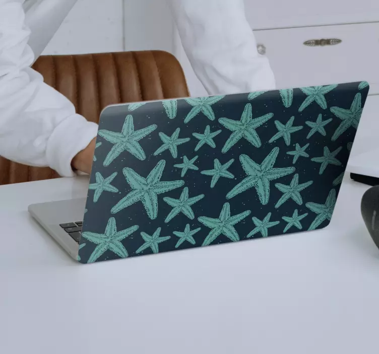 μπλε αστερίες laptop - TenStickers
