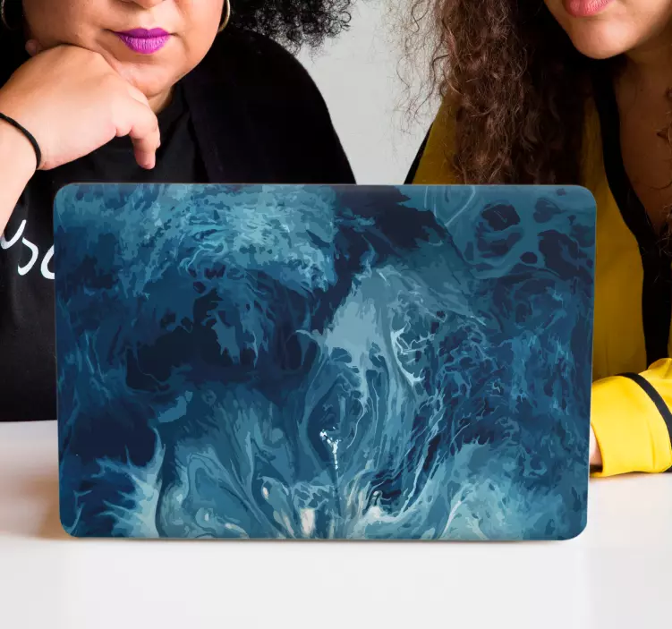 μπλε αποχρώσεις ακουαρέλα κυματίζει δέρμα φορητού υπολογιστή - TenStickers