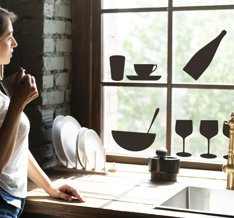 αυτοκόλλητο παραθύρου μπουκαλιών και γυαλιών - TenStickers