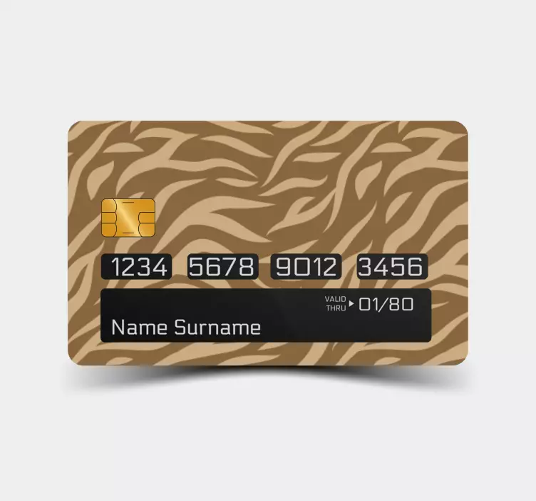 καφέ και μπεζ μοτίβο τίγρης με αυτοκόλλητο πιστωτικής κάρτας - TenStickers