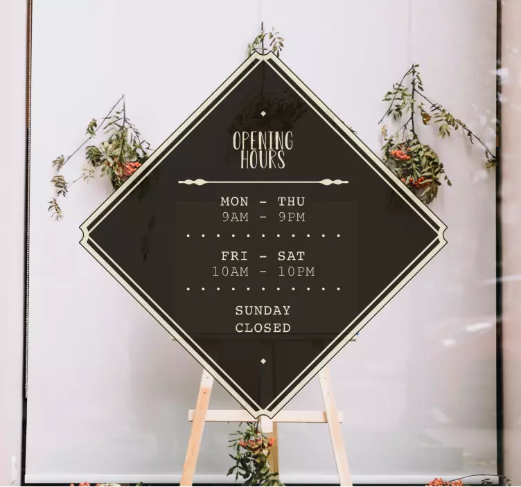 αυτοκόλλητο με παράθυρο καταστημάτων για ώρες λειτουργίας - TenStickers