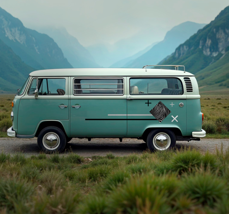 αυτοκόλλητο τροχόσπιτα γκρι ρίγες - TenStickers