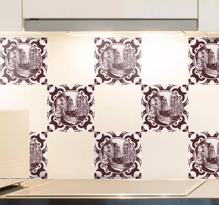 Αυτοκόλλητο με κανάλια σπιτιών και πλακιδίων σκαφών - TenStickers