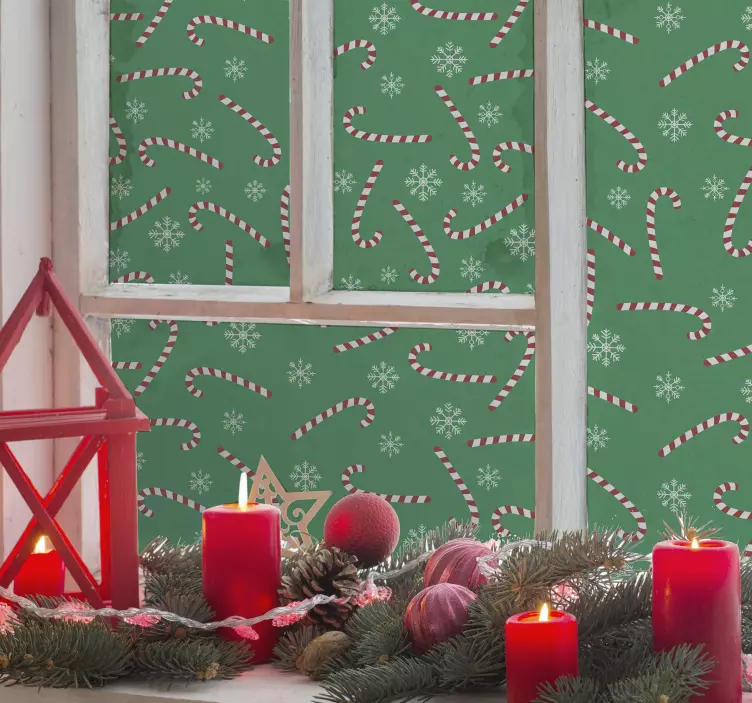 αυτοκόλλητο παράθυρο καραμέλα Χριστουγέννων - TenStickers