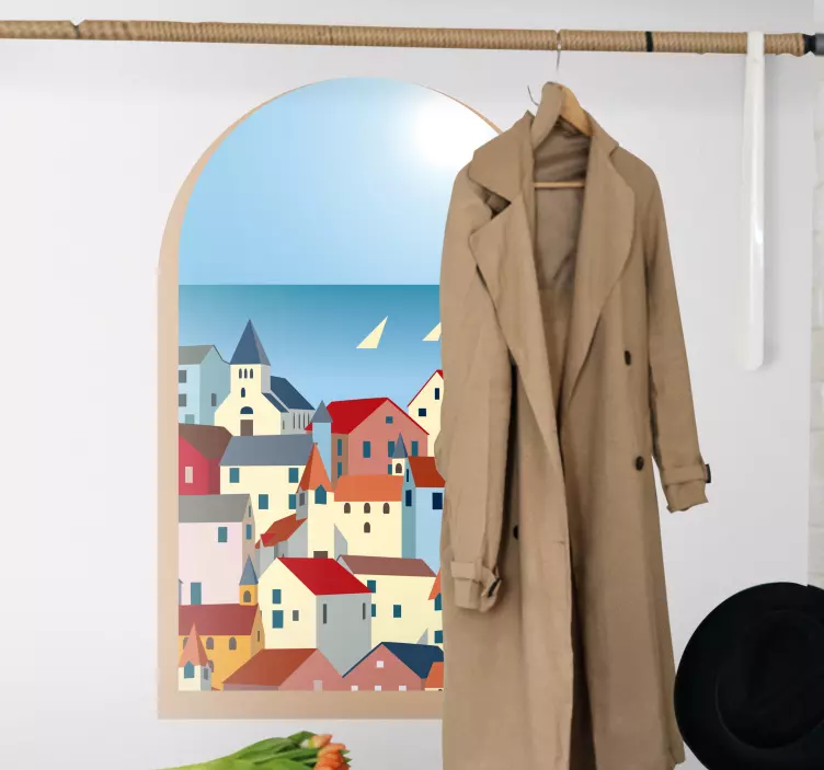 αυτοκόλλητο ελλάδα κινουμένων σχεδίων μέσω ενός παραθύρου χώρα - TenStickers