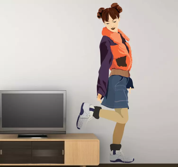 αυτοκόλλητο τοίχου casual κοπέλα - TenStickers