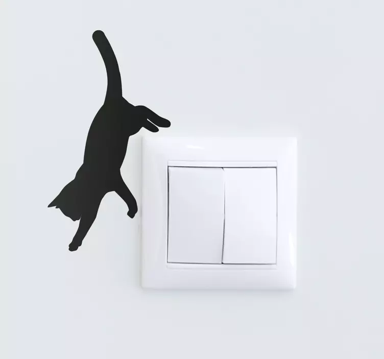 Αυτοκόλλητο με γάτα που ετοιμάζεται να πηδήξει - TenStickers