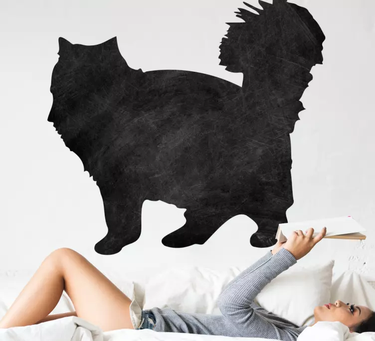 γάτα σιλουέτα χαριτωμένο σχήμα γράψτε σε αυτοκόλλητο - TenStickers