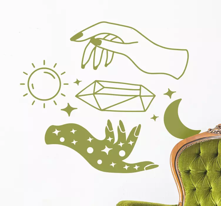 αυτοκολλητα τοιχου ζωα τησ ζουγκλασ ουράνιο μοτίβο χεριού - TenStickers