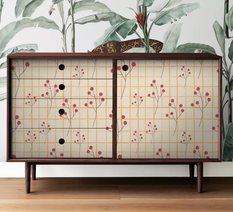 καρό μοτίβο με μούρα επίπλων - TenStickers