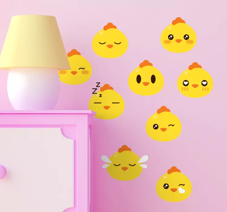 Σετ αυτοκόλλητων τοίχων κοτόπουλου emoji - TenStickers