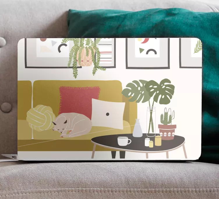 κατεψυγμένη γάτα σε δέρμα laptop - TenStickers