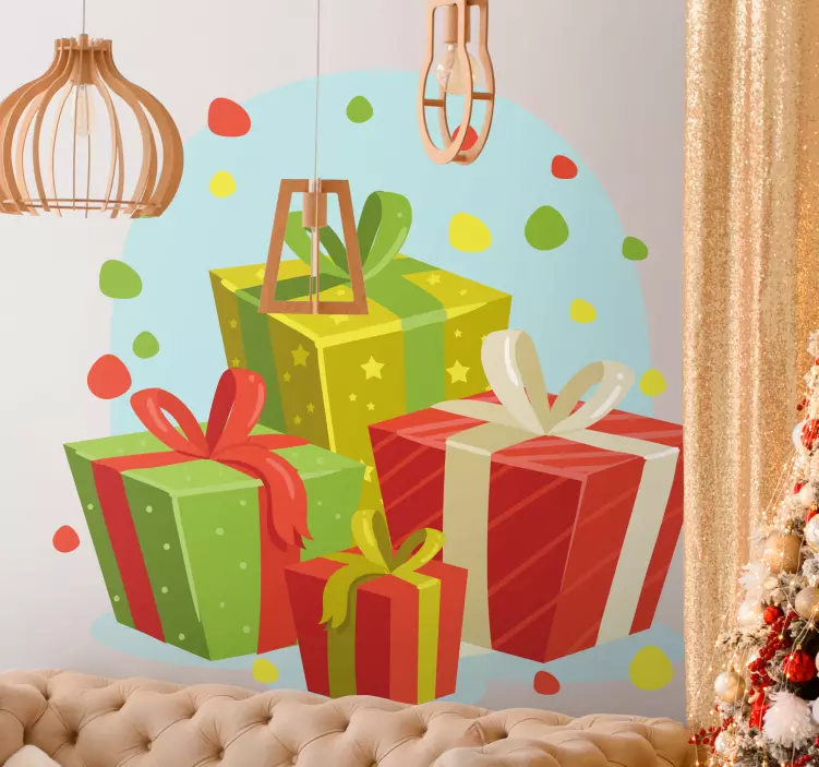 χριστουγεννιάτικα δώρα φόντο χριστουγεννιάτικο αυτοκόλλητο - TenStickers