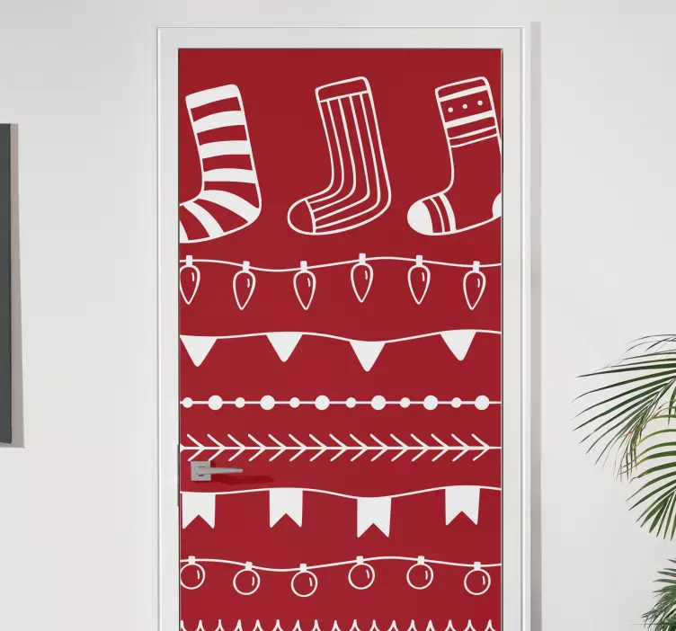 χριστουγεννιάτικα στολίδια κεντήματα χαλκομανίες πόρτας - TenStickers