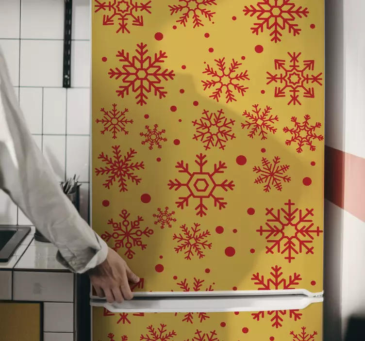 αυτοκόλλητο ψυγείο νιφάδες χιονιού Χριστουγέννων - TenStickers