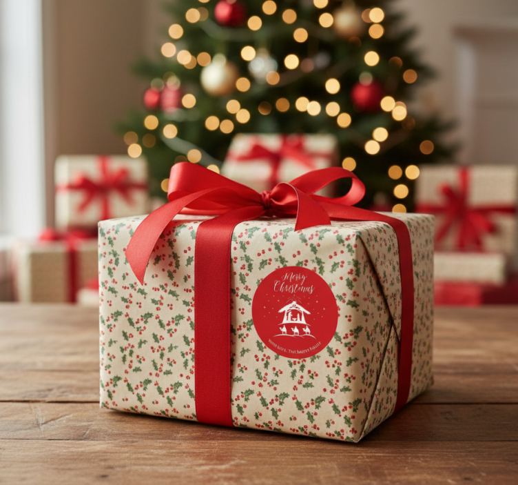 Χριστουγεννιάτικο αυτοκόλλητο για δώρα με όνομα - TenStickers