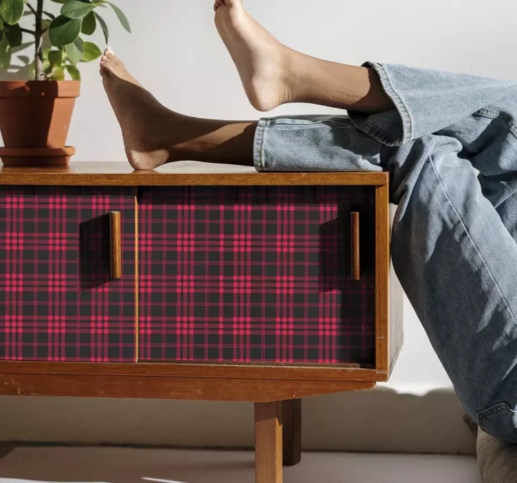 αυτοκόλλητο επίπλων μοτίβο ταρτάν Χριστουγέννων - TenStickers