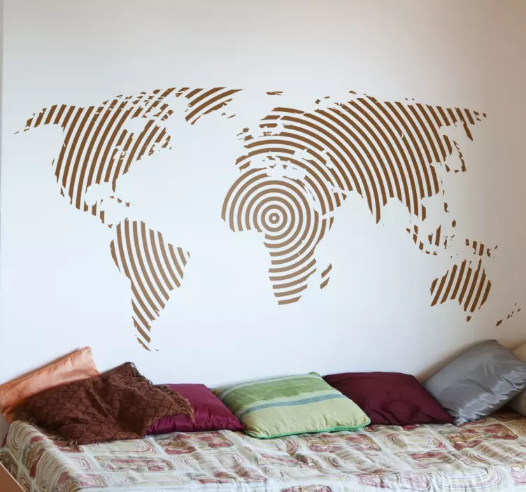 αυτοκόλλητο με παγκόσμιο χάρτη κυκλικών γραμμών - TenStickers