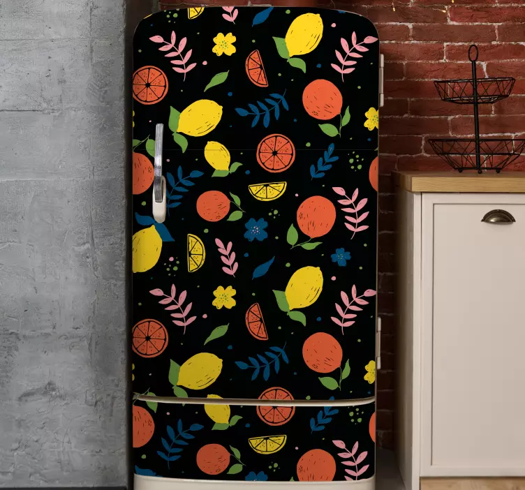 εσπεριδοειδή με φύλλα ψυγείο βινύλιο - TenStickers