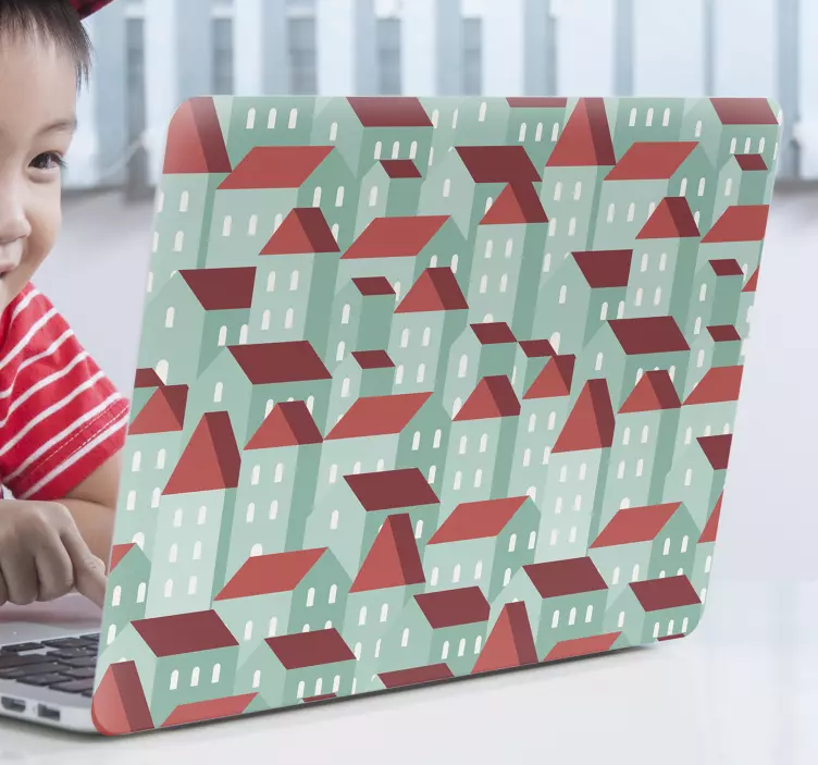 Decal laptop ουρανοξύστης πόλης - TenStickers