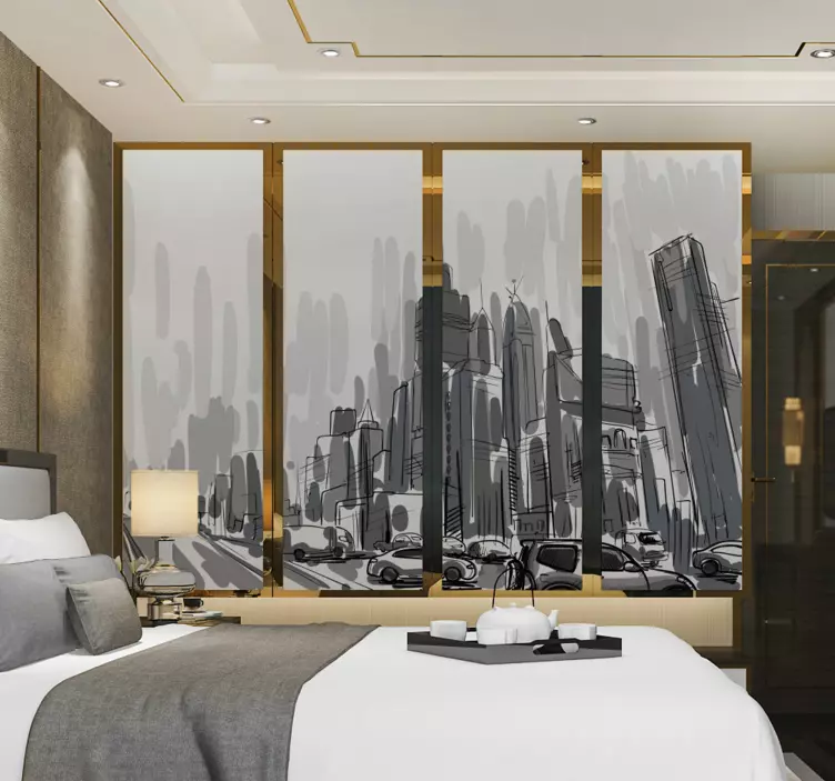 αυτοκόλλητο επίπλων πόλης πόρτα ντουλάπα - TenStickers