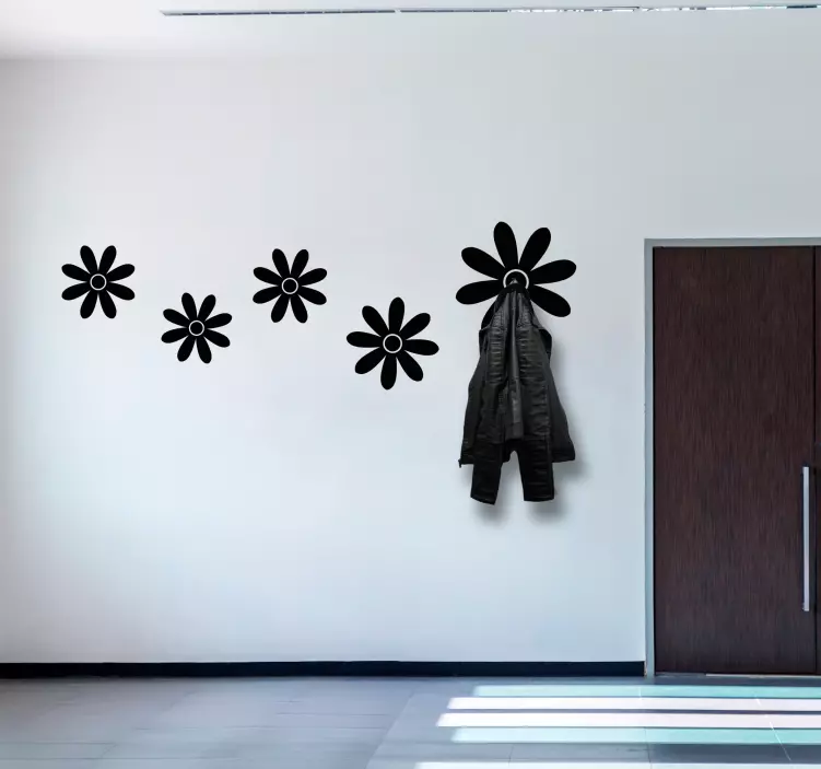 Αυτοκόλλητο κρεμάστρα για ρούχα σύνθεση με γάντζο λουλουδιών - TenStickers