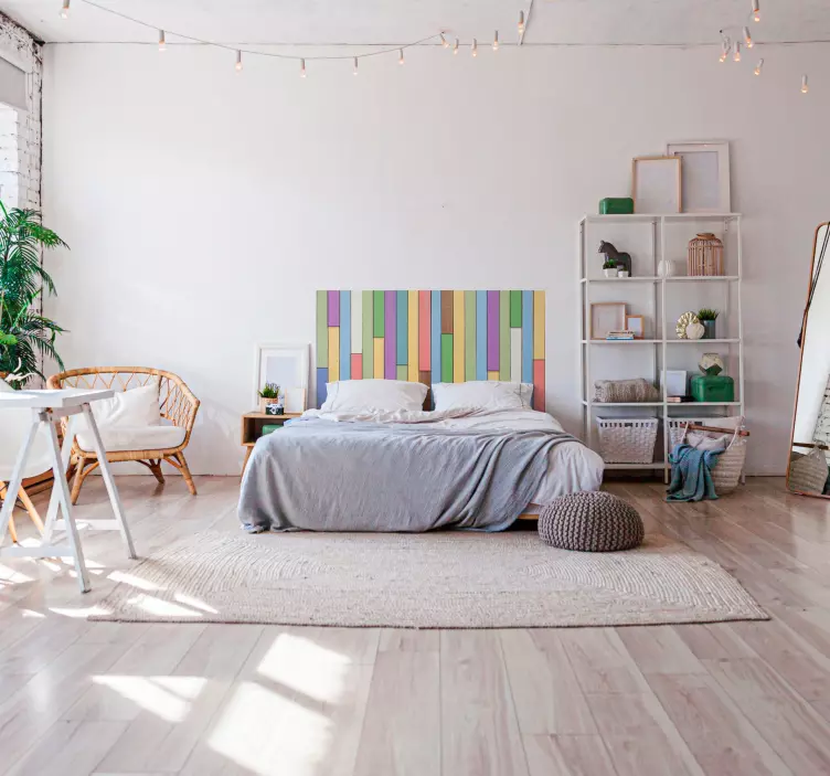 πολύχρωμες σανίδες κρεβατιού αυτοκόλλητο κεφαλάριου - TenStickers