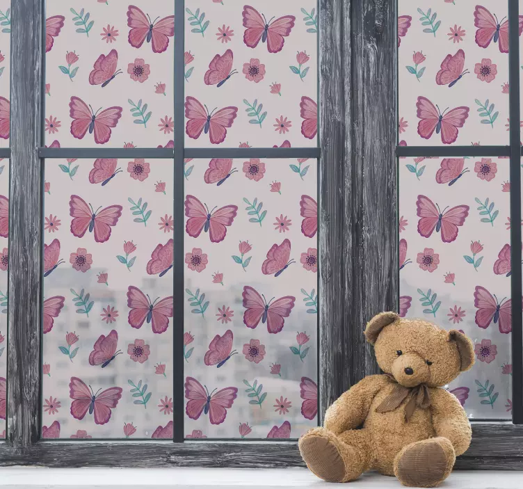 αυτοκόλλητο παράθυρο πολύχρωμες πεταλούδες - TenStickers