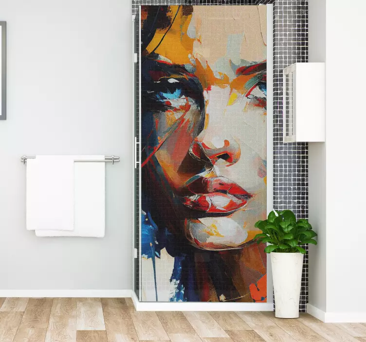 Αυτοκόλλητο ντους πολύχρωμη ζωγραφική προσώπου - TenStickers