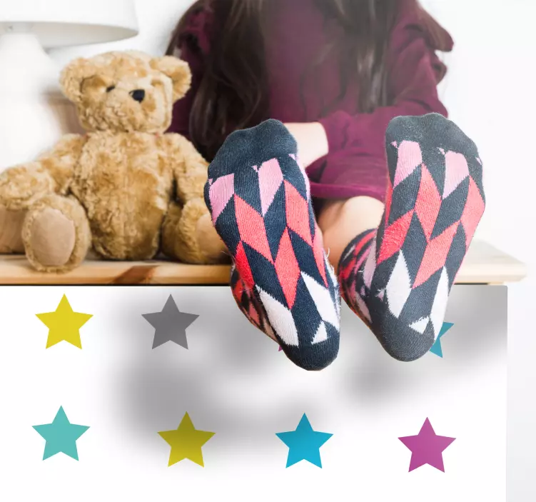 Αυτοκόλλητο με πολύχρωμα αστέρια με μοτίβα επίπλων - TenStickers