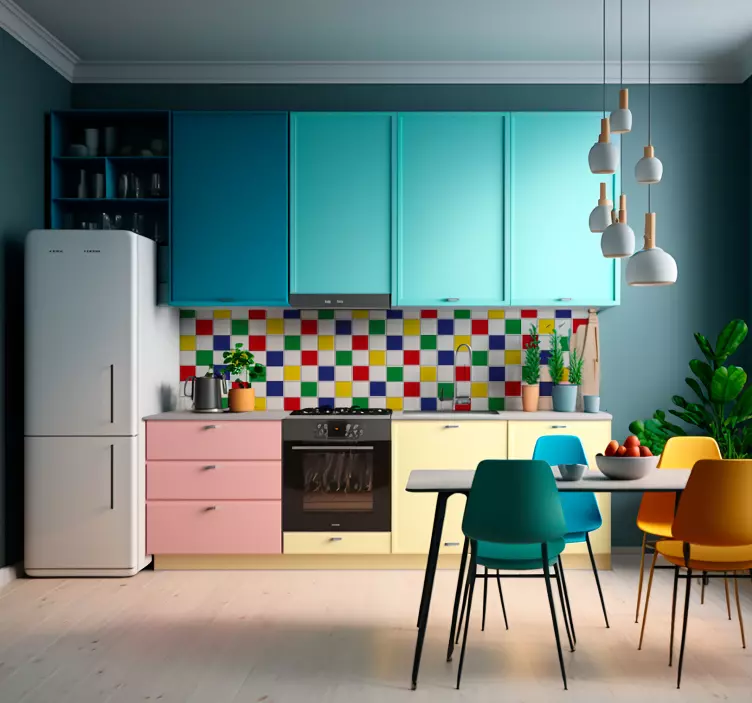 Αυτοκόλλητα Φροντισμένα χρωματιστά πλακίδια - TenStickers