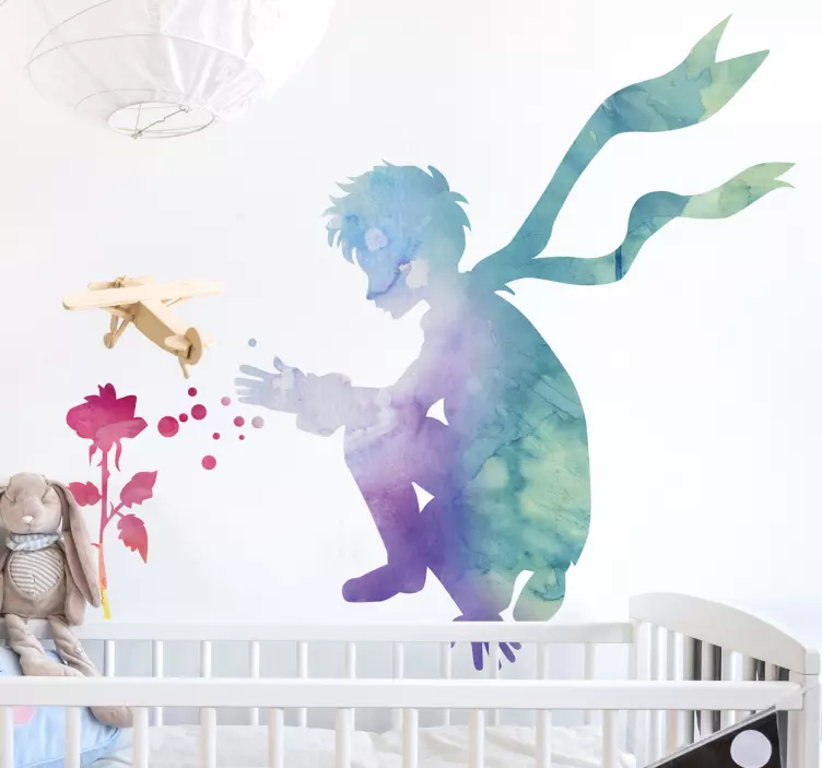 αυτοκόλλητο πολύχρωμο μικρό πρίγκιπα και τριαντάφυλλο - TenStickers