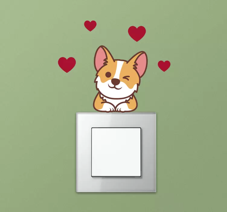 αυτοκόλλητο τοίχου διακόπτη φωτός corgi - TenStickers