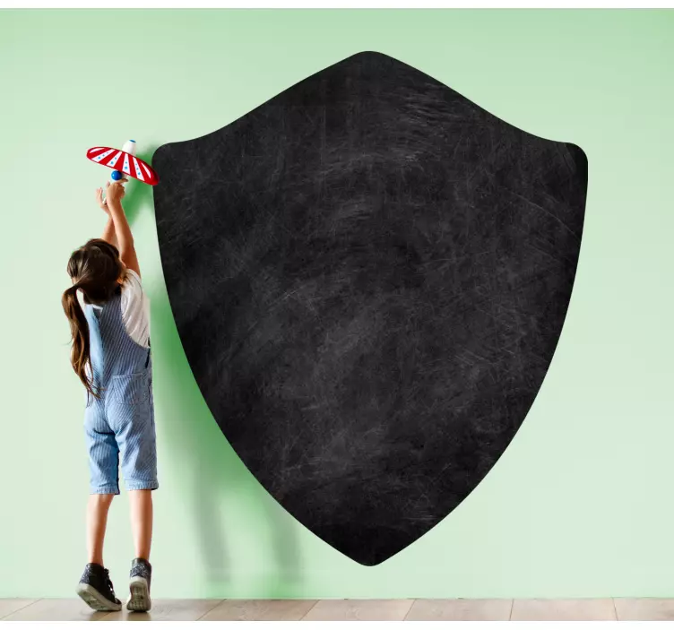 χαριτωμένο ασπίδα εικονίδιο σιλουέτα γράψτε σε αυτοκόλλητο - TenStickers