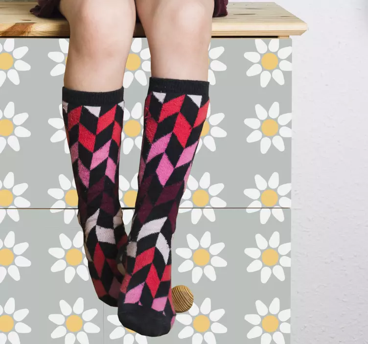 αυτοκόλλητο επίπλων μοτίβο μαργαρίτα - TenStickers