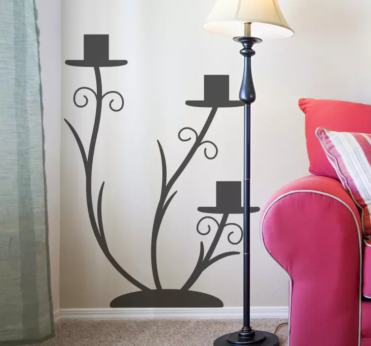 διακοσμητικό αυτοκόλλητο κομψή λουλουδάτη σιλουέτα - TenStickers