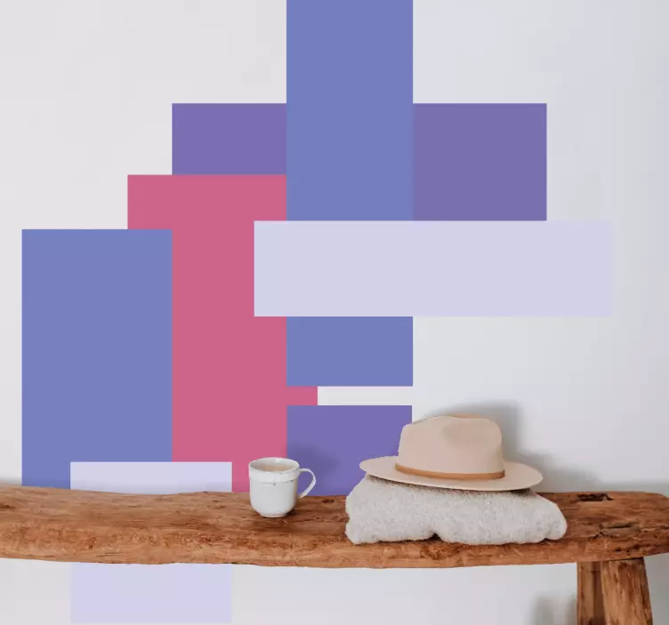 Αυτοκόλλητο Τείχος πολυεπίπεδα γεωμετρικά μπλοκ - TenStickers