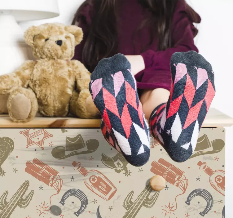 διακοσμητικό αυτοκόλλητο ρετρό καουμπόικα στοιχεία - TenStickers