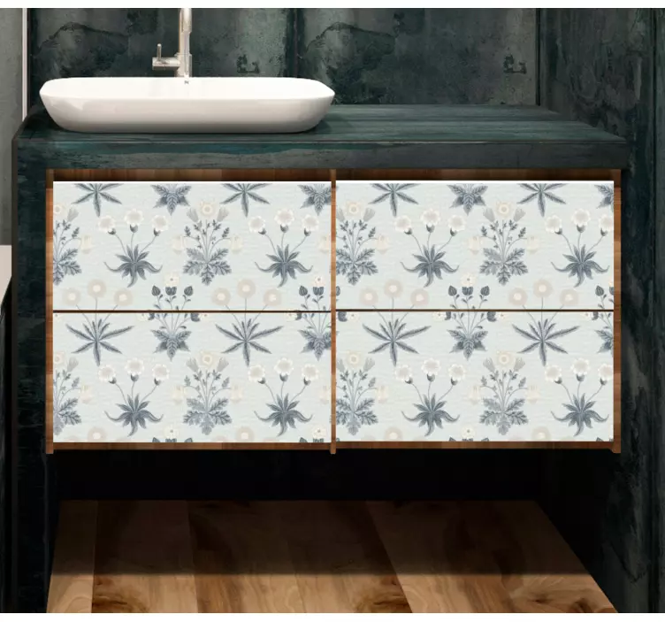 αυτοκόλλητο επίπλων λεπτών μπλε λουλουδιών - TenStickers