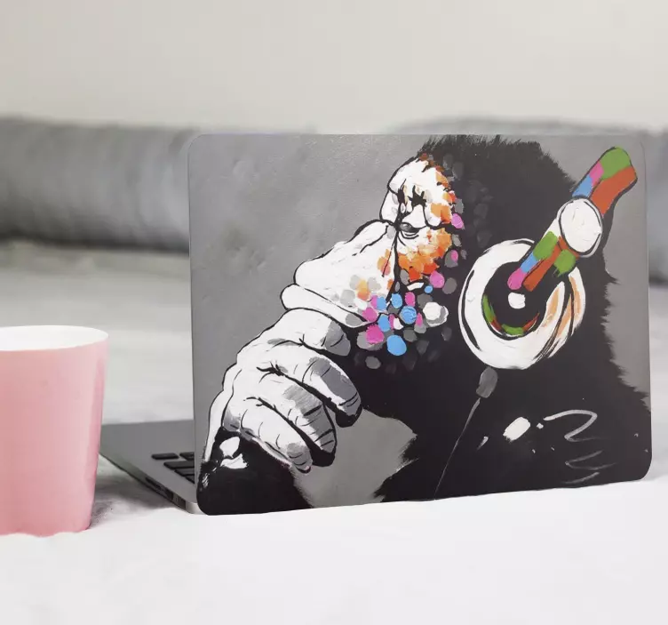 Dj monkey γκράφιτι bansky art laptop skin - TenStickers