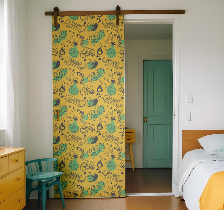 Αυτοκόλλητο πόρτας αστικό μοτίβο - TenStickers