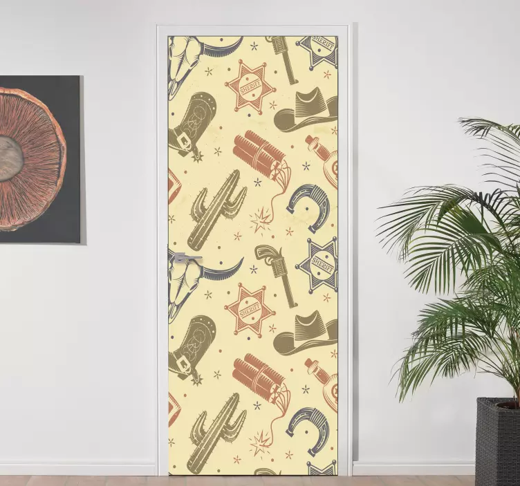 Αυτοκόλλητο πόρτας με στοιχεία Δυτικής θεματολογίας - TenStickers