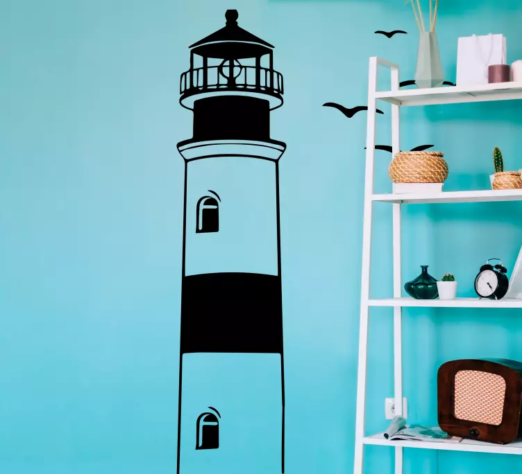 αυτοκόλλητο κομψό φάρο και θαλάσσια πουλιά - TenStickers