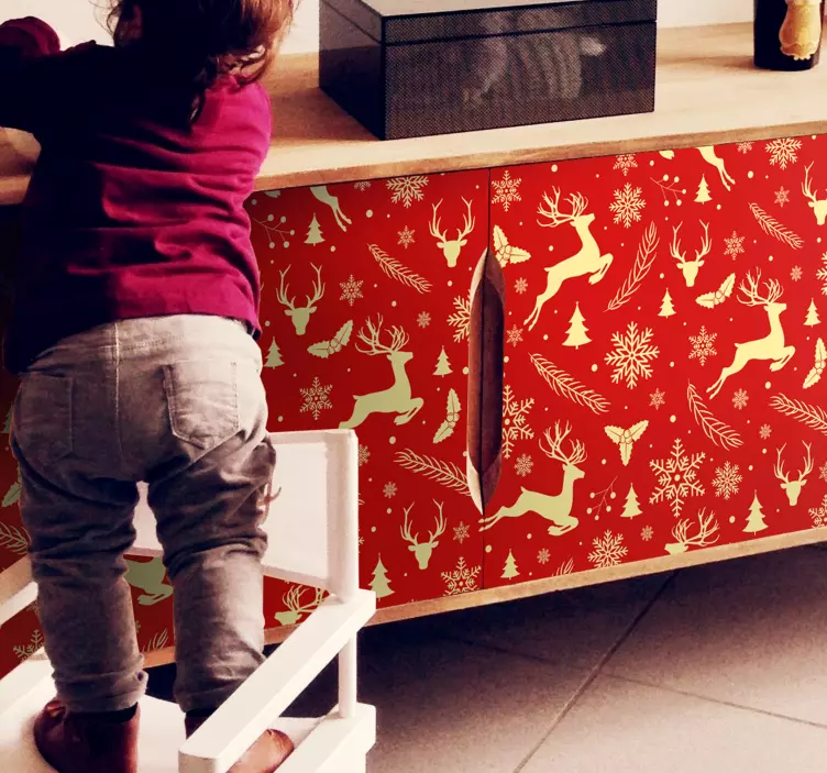 αυτοκόλλητο κόκκινο και χρυσό τάρανδο - TenStickers