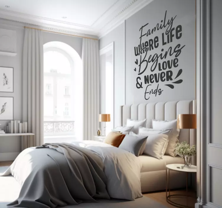 οικογενειακή αγάπη ξεκινά αυτοκόλλητα τοίχου εισαγωγικά - TenStickers