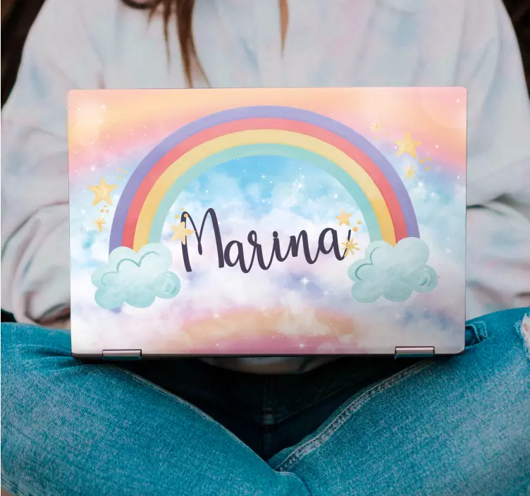 φανταστικό ουράνιο τόξο με ωραία σύννεφα δέρματα φορητού υπολογισ - TenStickers