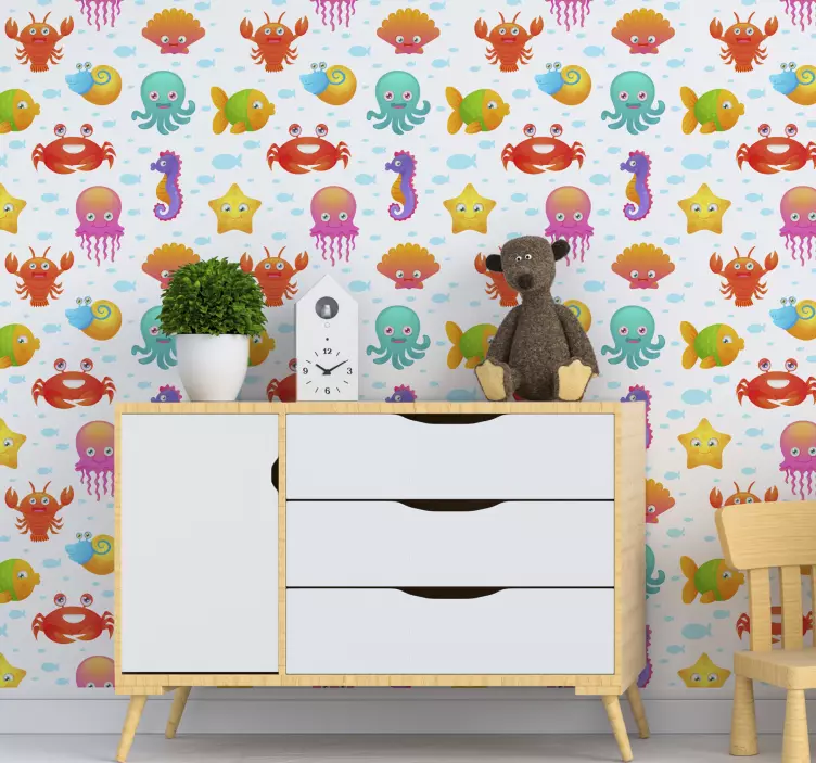 Αυτοκόλλητο ζώα φάρμας πολύχρωμα πλάσματα του ωκεανού - TenStickers