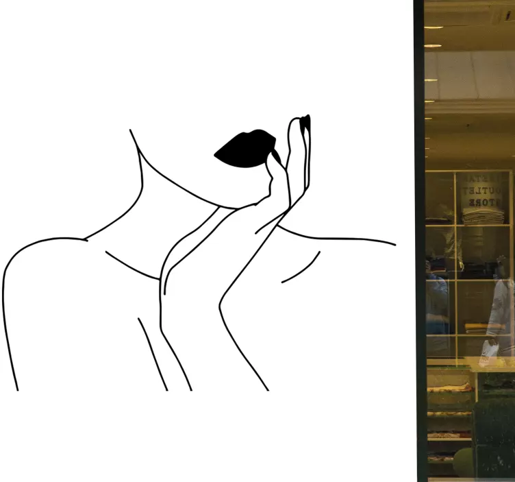 αυτοκόλλητο παράθυρο γυναικείου προσώπου με λεπτές γραμμές - TenStickers