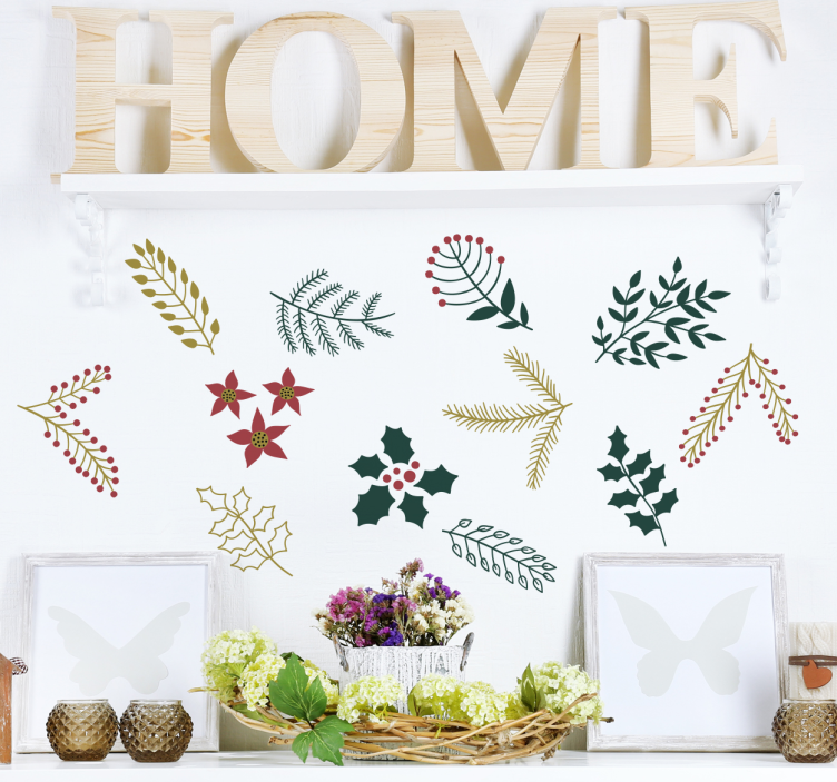 αυτοκόλλητο Χριστουγέννων εορταστικά φυτά - TenStickers